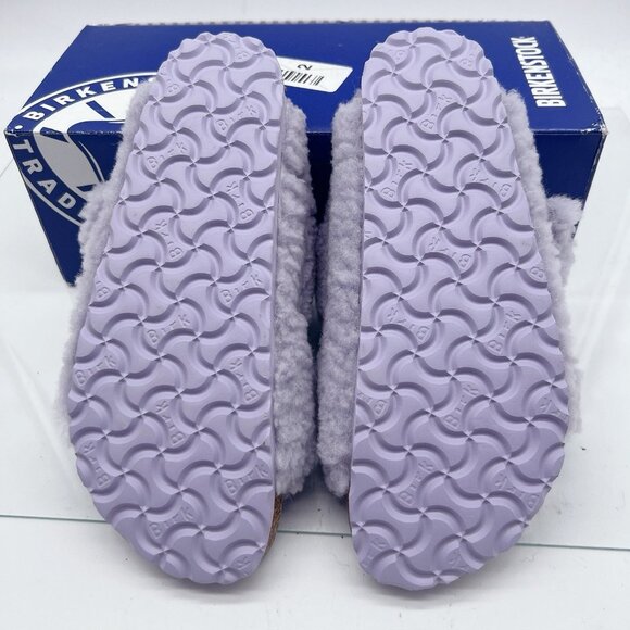 Birkenstock Arizona Big Buckle Shearling Teddy Sandals Fog Purple Womens EU 37 - Picture 10 of 13